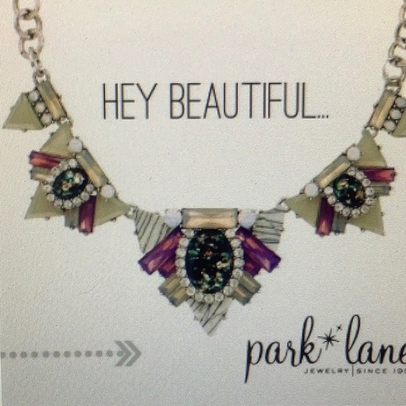 Park Lane Demi Statement Necklace Fiery Green “Opal” Amethyst, Mother of Pearl - Picture 12 of 15